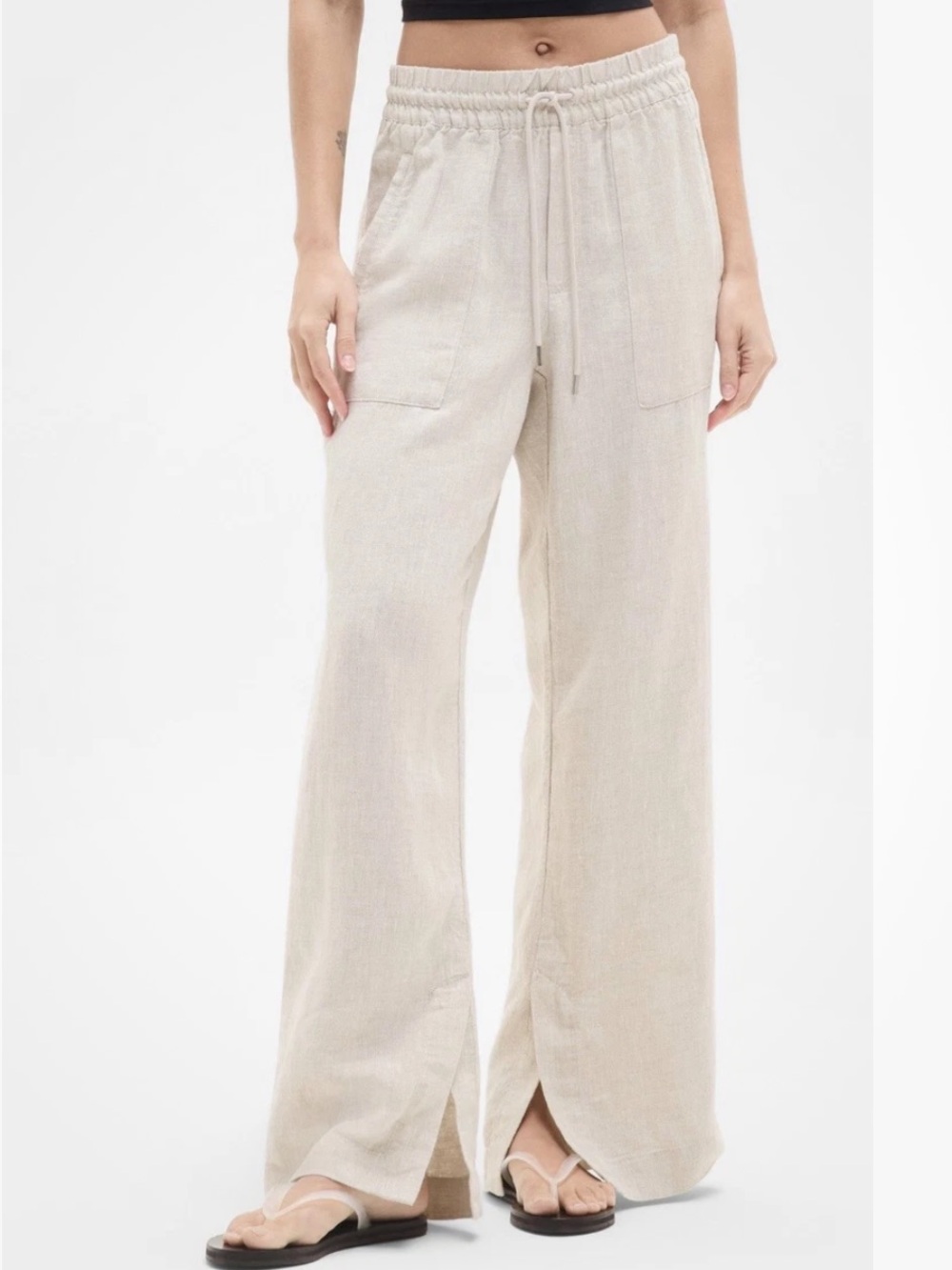 Athleta Retreat Linen High Rise Wide Leg Pant #851038 Size XXS NWT